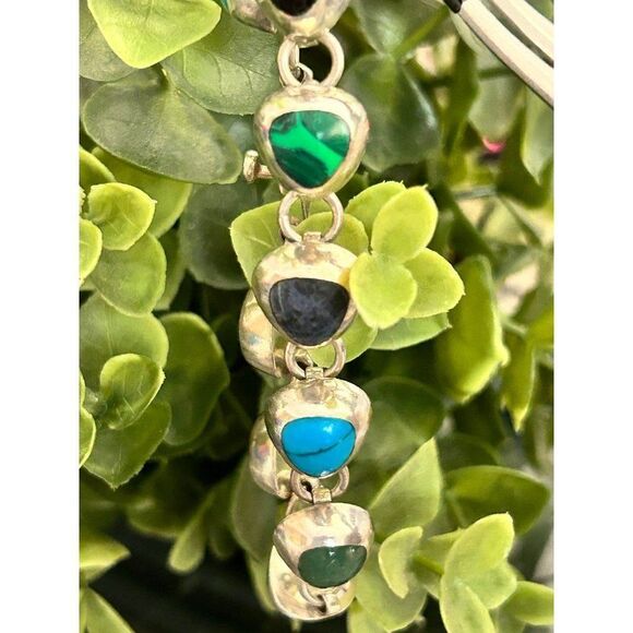 925 Mexican Multicolored Stones Bracelet - Picture 6 of 6